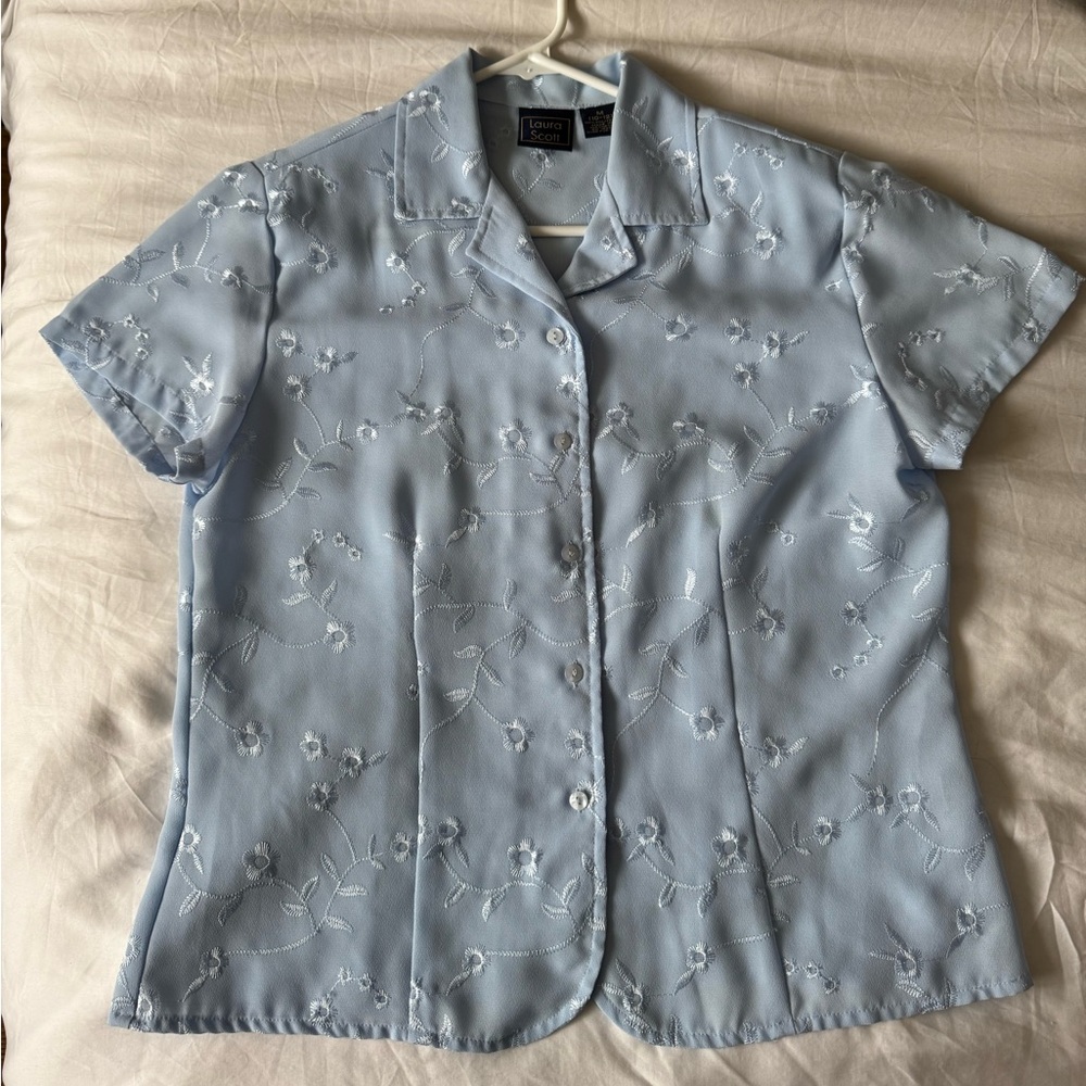 Vintage Laura Scott Embroidered collared shirt